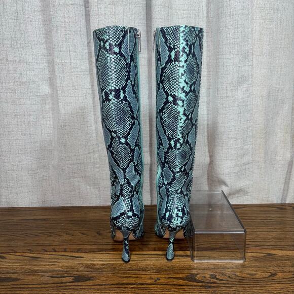 Gianni Bini Turquoise Python Print Genuine Leather Knee High Boots Size 7 N - Picture 8 of 8